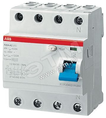 Выключатель дифференциального тока (УЗО) 4п 63А 30мА F204 АС