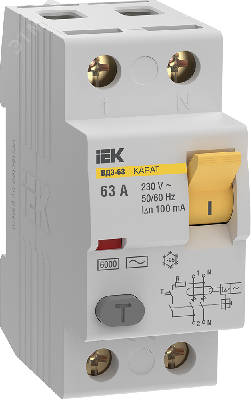 Выключатель дифференциальный (УЗО) KARAT ВД3-63 2P 63А 100мА 6кА тип AC IEK