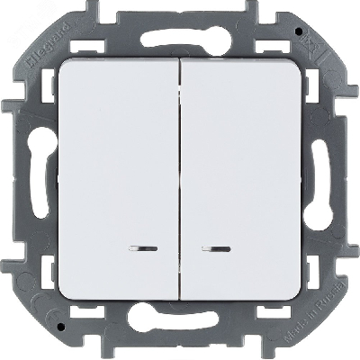 Выключатель двухклавишный с подсветкой/индикацией INSPIRIA 10 AX 250 В~ белый