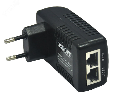 PoE-инжектор Gigabit Ethernet на 1 порт. Совместим с оборудованием IEEE 802.3af.