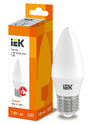 Лампа светодиодная LED 7вт Е27 тепло-белый матовая свеча ECO