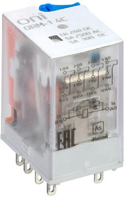 Реле интерфейсное ORM 4C 24В DC со светодиодом и тестовой кнопкой ONI
