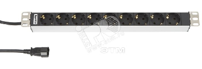 Блок розеток для 19` шкафов горизонтальный 6 розеток 10 A IEC 320 C14 шнур 2.5м