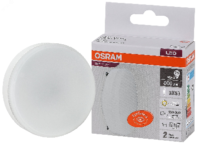 Лампа светодиодная LED 10 Вт GX53 3000К 800Лм таблетка 220 В (замена 75Вт) OSRAM