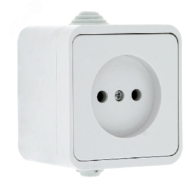 Прага Розетка 10А без заземления IP44 белая