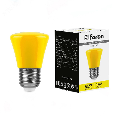Лампа светодиодная LED 1вт Е27 желтый колокольчик