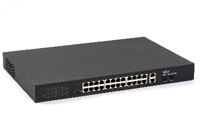 Коммутатор неуправляемый SKAT 24 порта PoE+,  2-Uplink, 2-SFP, 260 Вт