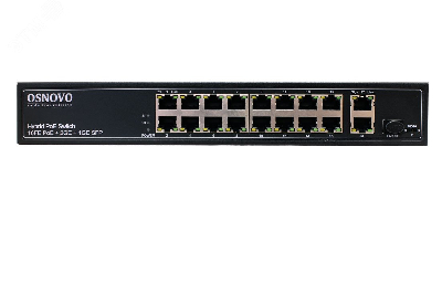 Коммутатор неуправляемый PoE 16 портов 10/100 Мб/с, 2хRJ45, 292 Вт