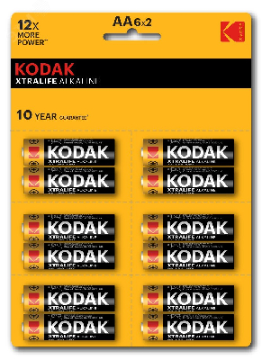 Батарейка Kodak LR6-12BL perforated (6x2BL) XTRALIFE Alkaline [KAA-2x6 perf] (144/576/18432)