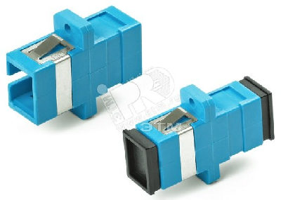 Адаптер проходной оптический SC/UPC-SC/UPC SM simplex корпус пластиковый синий/черные колпачки