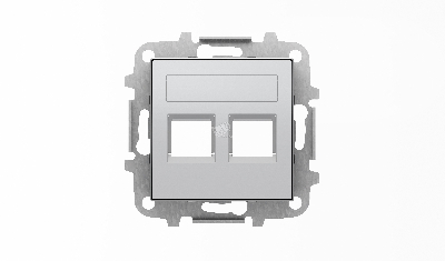 Накладка для двух суппортов/разъемов типа 2017... и/или 2018... со шторками и полем для надписи SKY серебристый алюмини