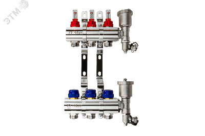 Коллекторная группа FHF-3RF set 3 контура 1' х 3/4' с расходомерами, воздухоотводчиками и кронштейнами