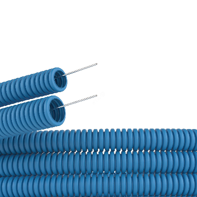 Труба гофрированная ППЛ 32 мм с протяжкой легкая синяя (25м )