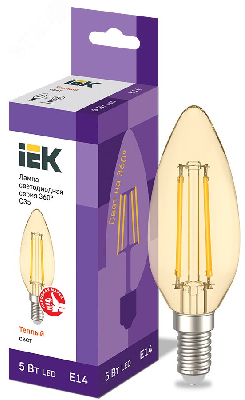 Лампа светодиодная C35 свеча золото 5Вт 230В 2700К E14 серия 360° IEK
