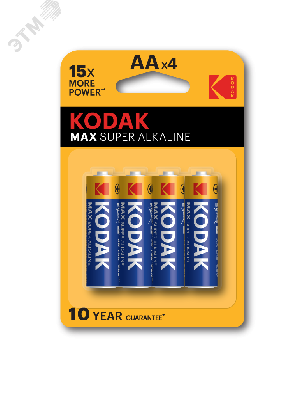 Батарейка Kodak LR6-4BL MAX SUPER Alkaline [KAA-4] (80/400/17600)