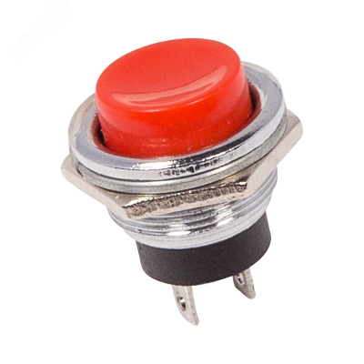 Выключатель-кнопка  металл 250V 2А (2с) (ON)-OFF  ?16.2  красная  REXANT
