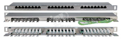 Патч-панель высокой плотности 19' 0.5U 24 порта RJ45 категория 5E Dual IDC экранированная