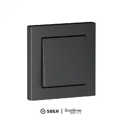 ATLASDESIGN SMART 1-кл. ВЫКЛЮЧАТЕЛЬ с подсв., Zigbee, сх.1, L+N, 10А, мех., КАРБОН