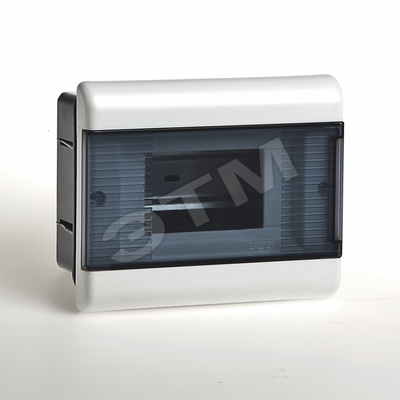 Щит распределительный встраиваемый ЩРв-П-6 IP40 пластиковый белый с заземляющей шиной прозрачная дверь Тусо
