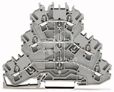 Клемма на DIN 2.5мм трехуровневая двухпроводная проходная