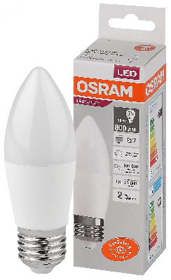 Лампа светодиодная LED 10 Вт E27 4000К 800Лм свеча 220 В (замена 75Вт) OSRAM