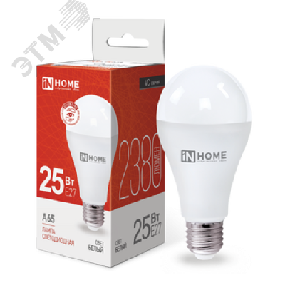 Лампа светодиодная LED-A65-VC 25Вт 230В Е27 4000К 2380Лм IN HOME