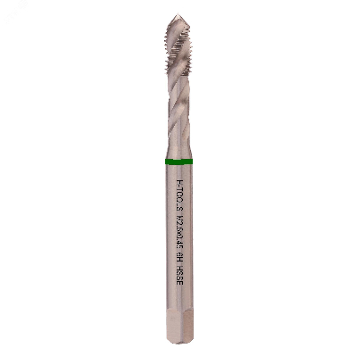 Метчик М 2.5х0.45 (Машинный, винтовой) DIN371 HSSE 6h C/2-3P R35 50мм a=2.1