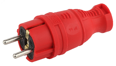 Вилка каучуковая з/з прямая 16A IP44 красная V8-RED-IP44