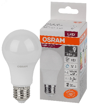 Лампа светодиодная LED 10 Вт E27 6500К 800Лм груша 220 В (замена 75Вт) OSRAM