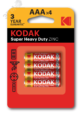 Батарейка Kodak R03-4BL SUPER HEAVY DUTY Zinc [K3AHZ-4] (48/240/54000)