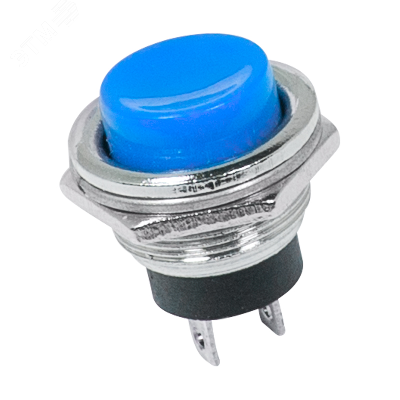 Выключатель-кнопка металл 250V 2А (2с) (ON)-OFF 16.2 синяя, REXANT