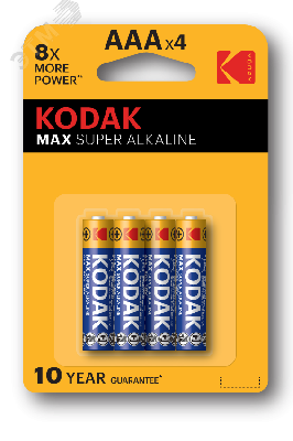 Батарейка Kodak LR03-4BL MAX SUPER Alkaline [K3A-4] (40/200/32000)