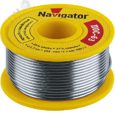 Припой NEM-Pos05-63K-1-K100 (ПОС-63, катушка, 1 мм, 100 гр) Navigator