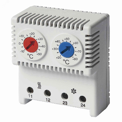 Термостат сдвоенный диапазон температур для NC контакта: - 10-50 гр. для NO: +20+80 гр.