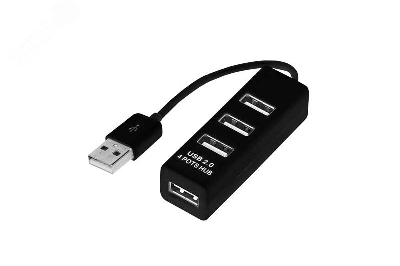 Разветвитель USB на 4 порта черный, REXANT