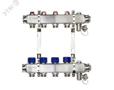 Коллекторная группа SSM-5R set 5 контуров 1' x 3/4' с термостатическими клапанами и кронштейнами