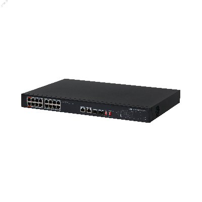 Коммутатор неуправляемый PoE 20 портов, 16хRJ45 10/100 Мб/с, 2хSFP, 2хRJ45, 135 Вт