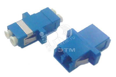 Адаптер оптический проходной LC/UPC-LC/UPC SM duplex пластиковый синий/белые колпачки