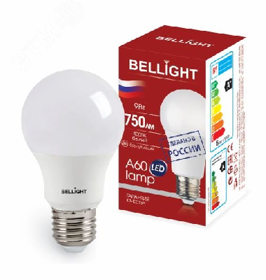 Лампа светодиодная LED 9Вт Е27 220 4000К 750Лм Bellight